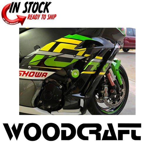 WOODCRAFT FRAME SLIDERS GREEN STANDARD PUCKS KAWASAKI 2016-2023 ZX-10R ZX-10RR